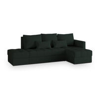 ECKSOFA LUMARI R-S Grün Plüsch-Stoff mit Schlaffunktion - Grün, Holz (262/143cm) - MASSENO