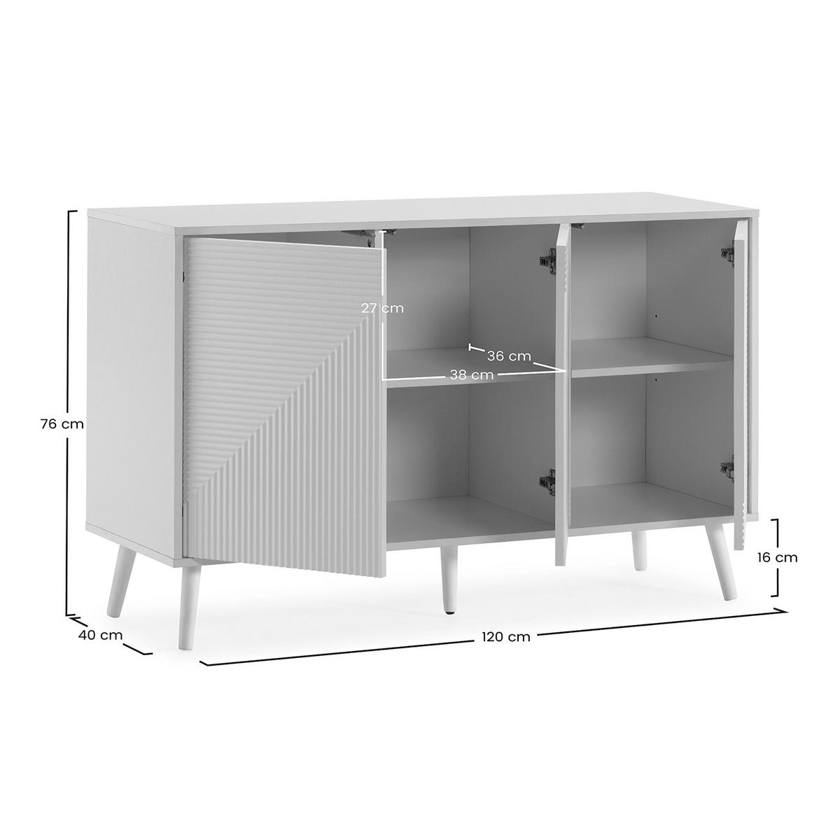 SIDEBOARD Telmo 3 türen Weiß - Weiß, Holzwerkstoff (120/76/40cm)