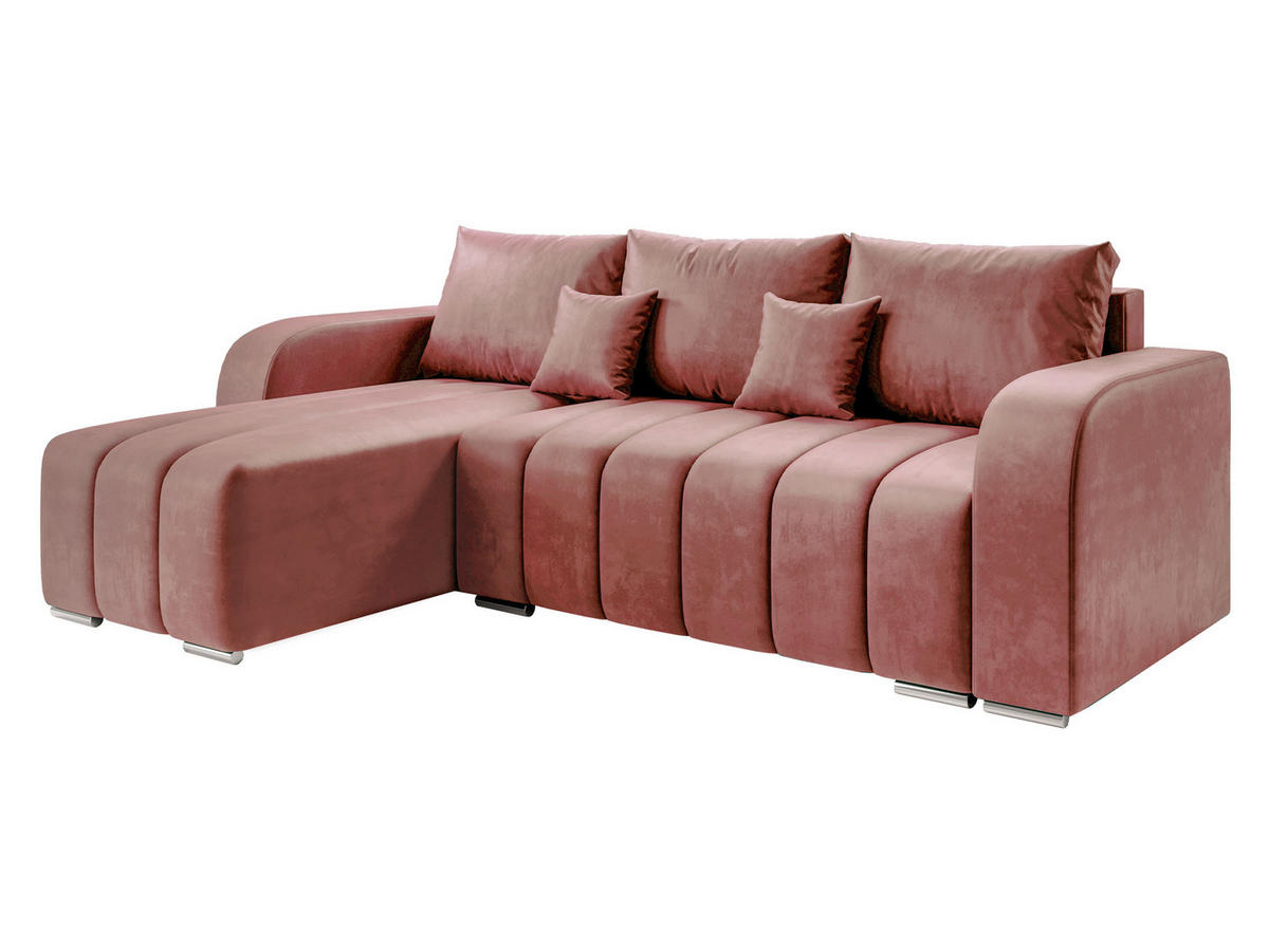 ECKSOFA Pufetto - Silberfarben/Rosa, Holz/Textil (244/147cm) - MIRJAN24