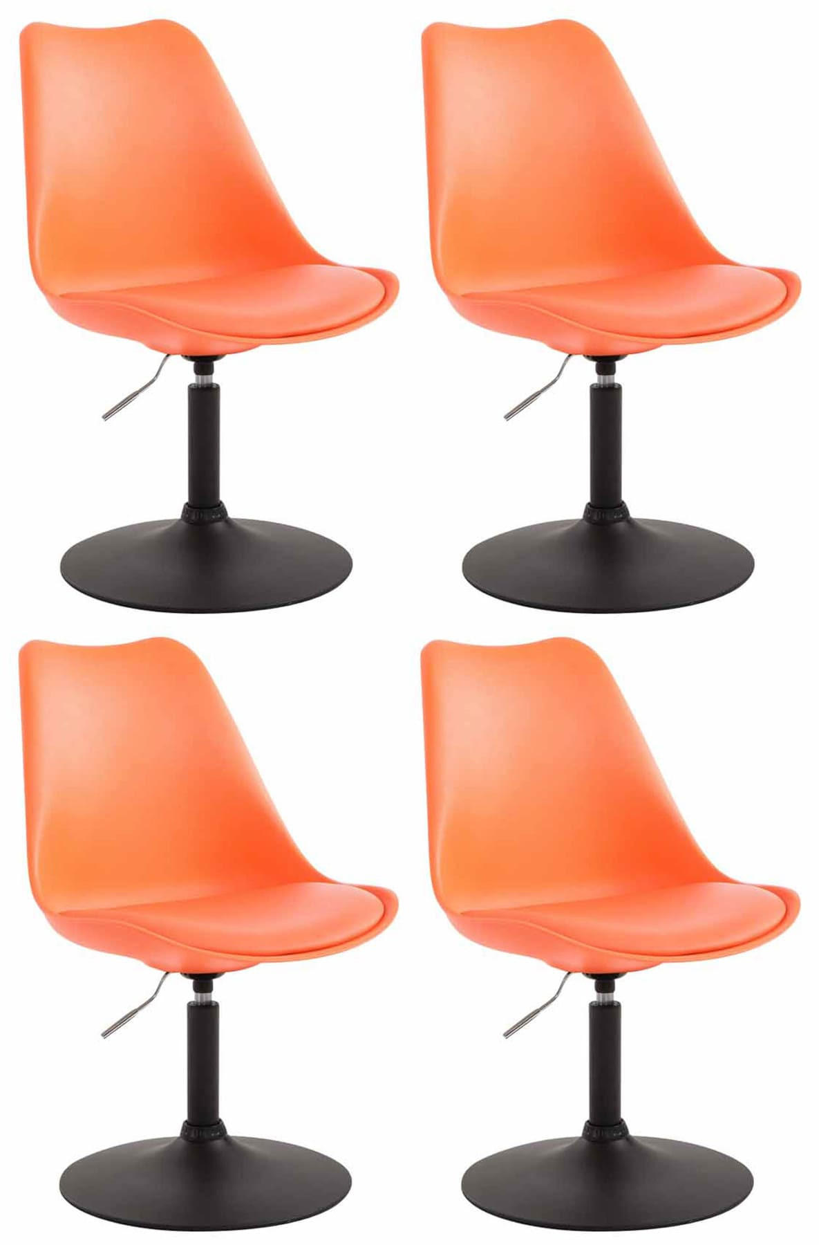 DREHSTUHL 4er Set Kunststoff orange - Schwarz/Orange, Kunststoff/Metall (48/76/57cm) - CLP