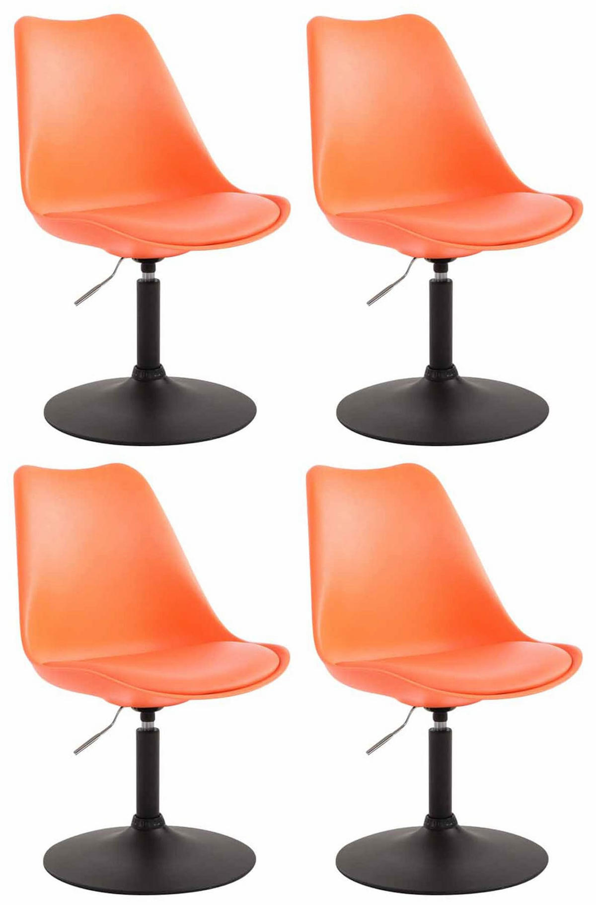 DREHSTUHL 4er Set Kunststoff orange - Schwarz/Orange, Kunststoff/Metall (48/76/57cm) - CLP