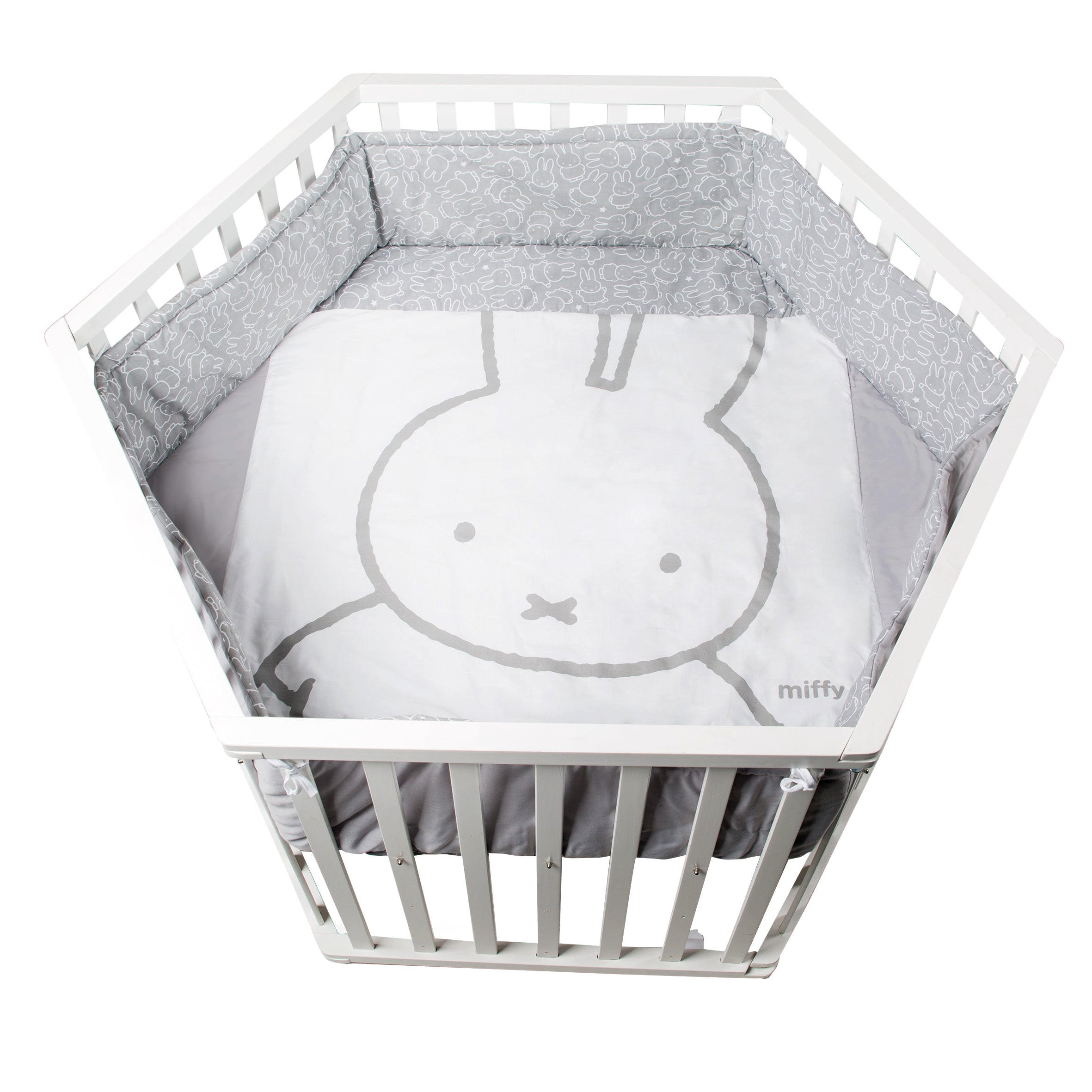 LAUFGITTER 6-eckig, Miffy - Weiß, Holzwerkstoff (118.5/72.5/103.5cm) - Roba