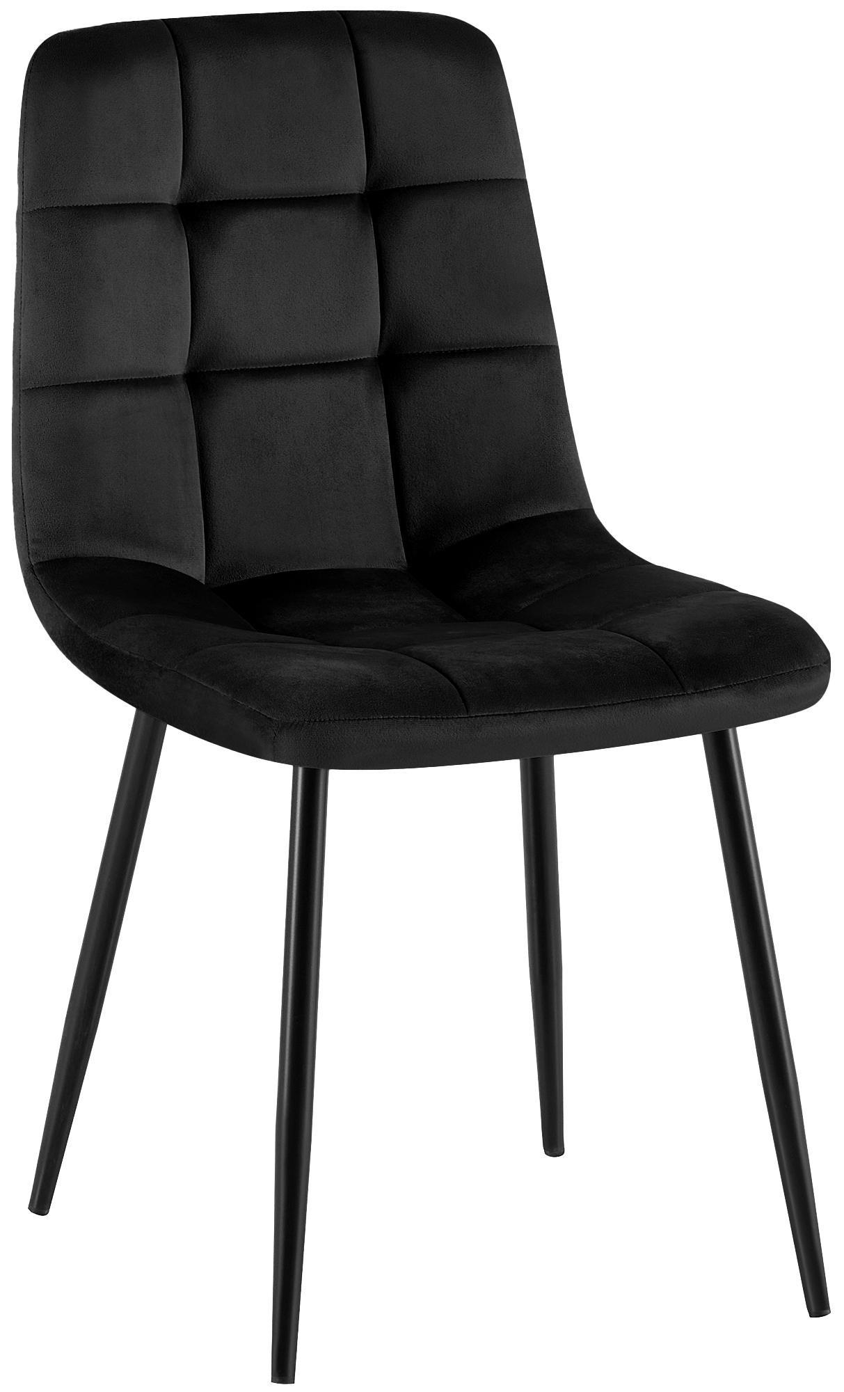 STUHL Samt Schwarz - Schwarz, Textil/Metall (45/84/55cm) - CLP