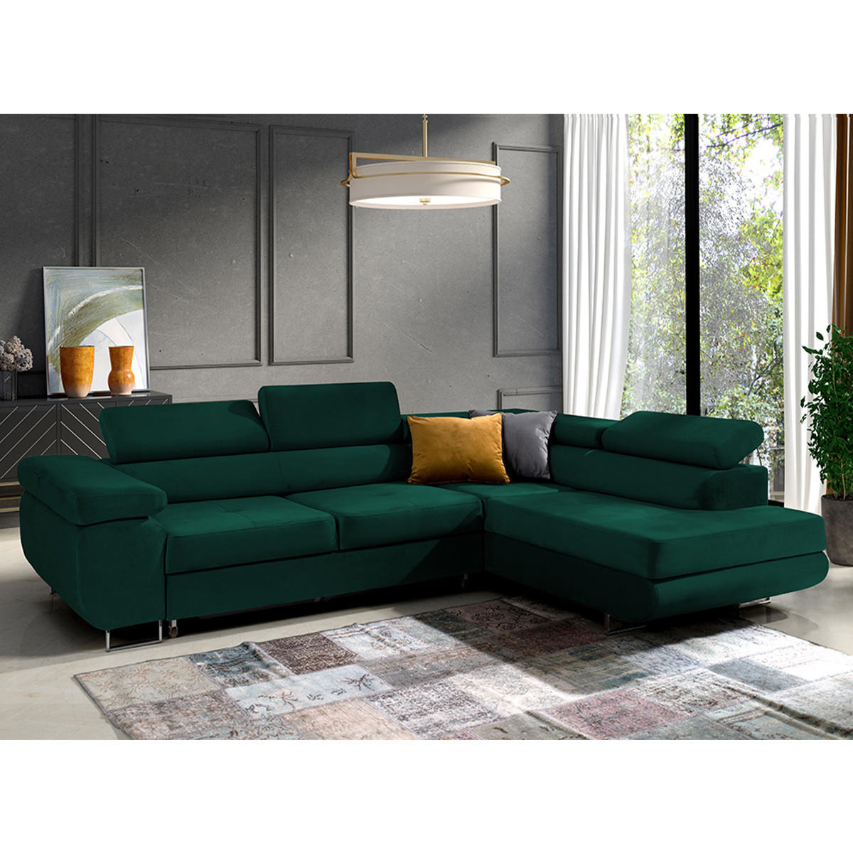 ECKSOFA Wilson 4 Sitzplätze Tannengrün - Grün, Holzwerkstoff (271/201cm) - Petits-meubles