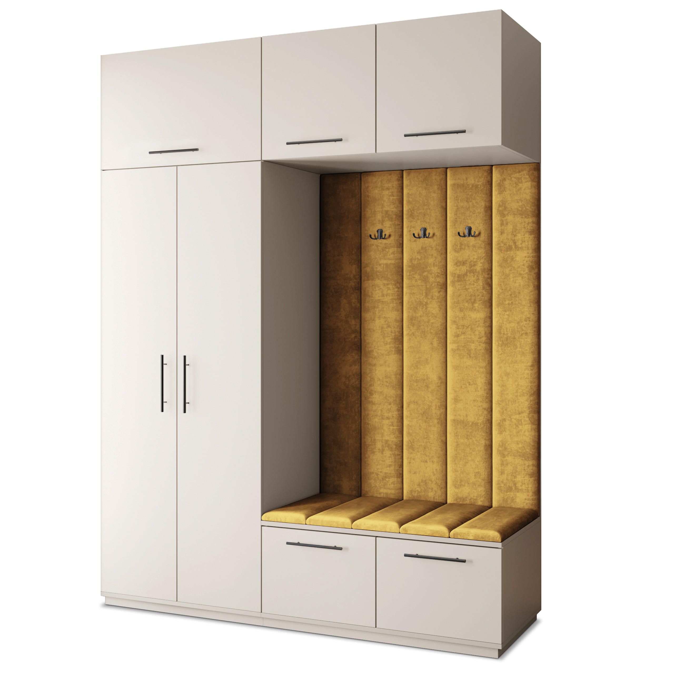 GARDEROBENSCHRANK REMA 180/240/60 cm Modern Garderobe-Set Kaschmir - Kaschmir/Gelb, Holzwerkstoff (180/240/60cm) - MASSENO