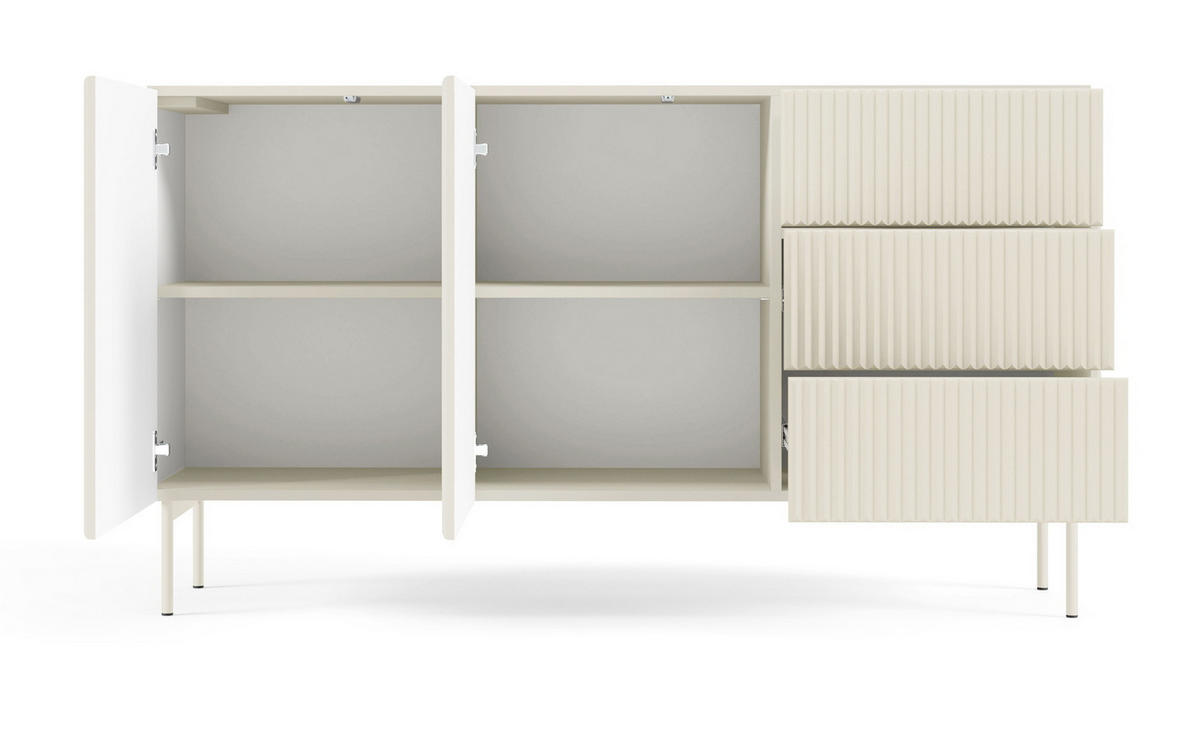 KOMMODE 147 cm mit 3 Schubladen Galiano, 2 Türen, Kaschmir - Kaschmir/Beige, Holz/Metall (147/81/40cm) - Emporius
