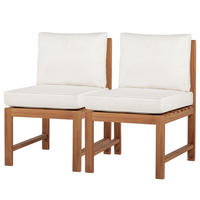 DININGSTUHL - Akazie massiv / Polyester - Braun / Beige - 2er-Set - Beige/Braun, Holz/Textil (53/86/66cm) - home24