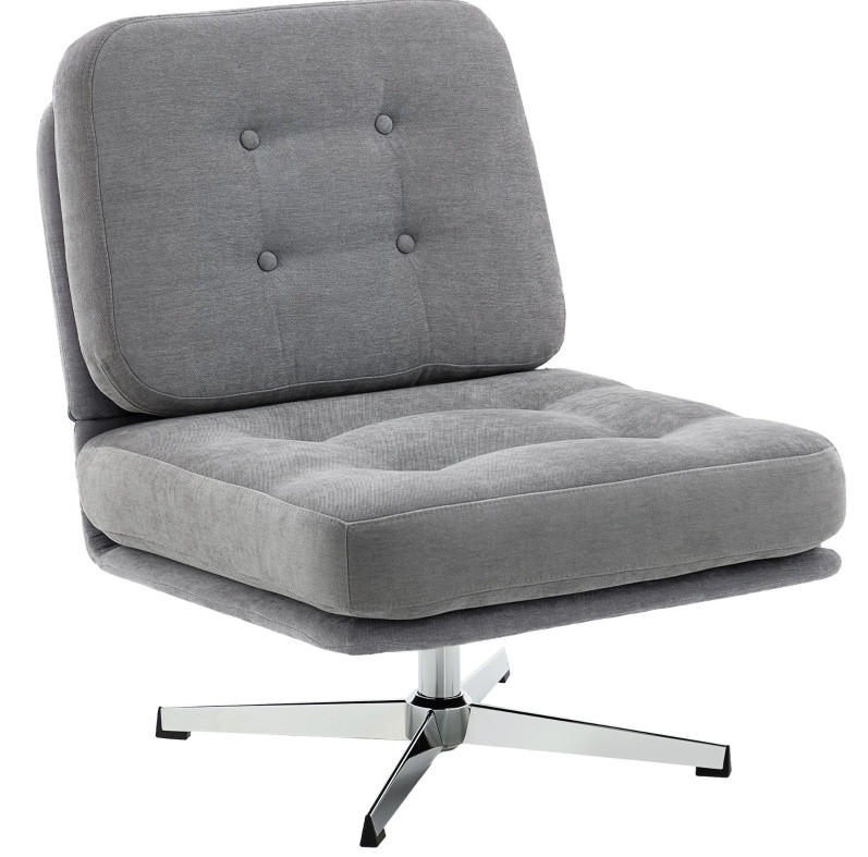 SESSEL 87/70/84 cm hellgrau aus Chenille und Metall mit 360°-Drehung - Hellgrau, Metall (70/84/87cm) - OKWISH