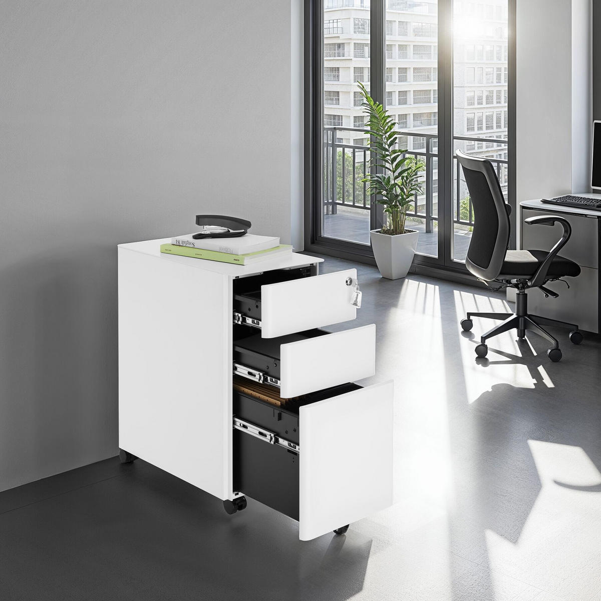 AKTENROLLSCHRANK Parvus,30 x 50 x 59,5 cm,weiß - Weiß, Textil (30/59.5/50cm) - tectake