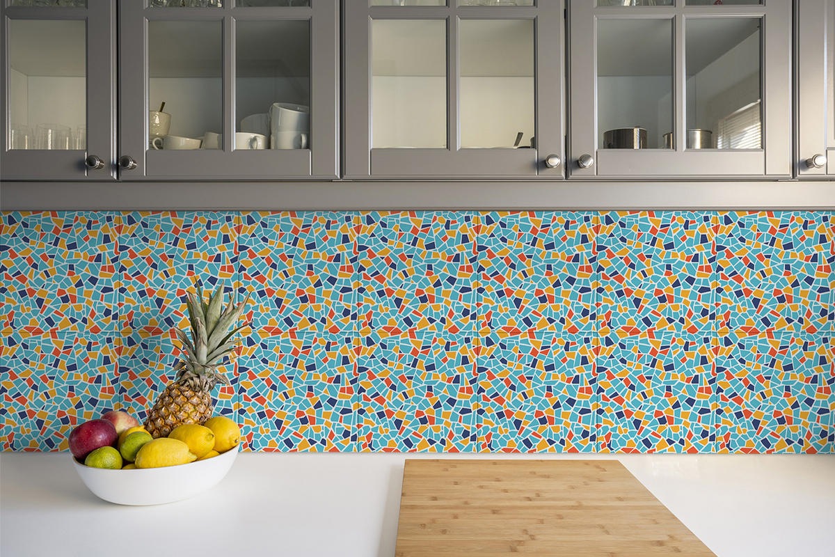 FLIESENAUFKLEBER 9 Stück 30x30 cm selbstklebend buntes Mosaik - Multicolor, Textil (30/1.6/30cm) - TULUP