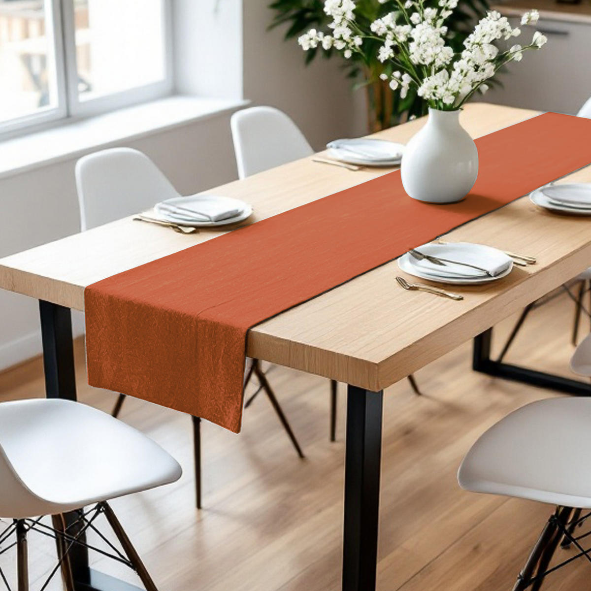 TISCHLÄUFER IN LEINENOPTIK DOVE Blickdicht - Terracotta, Textil (150/50/0.5cm) - Tom Tailor