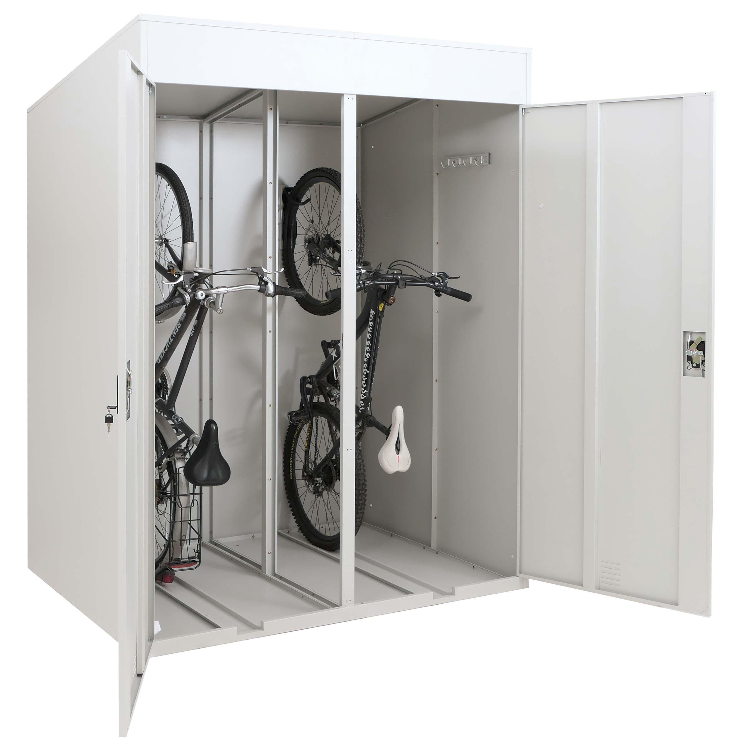 FAHRRADGARAGE 2er 213x158x125cm Hellgrau - Hellgrau, Metall (158/213/125cm) - PROREGAL