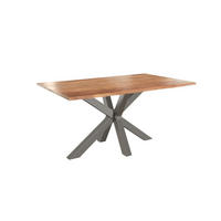 ESSTISCH SPYRO - Beige/Silberfarben, Holz/Metall (80/140/76cm) - SAM