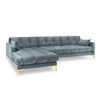 ECKSOFA links Mamaia aus Samt hellblau 5 Sitzplätze - Hellblau, Textil (185/293cm) - Micadoni