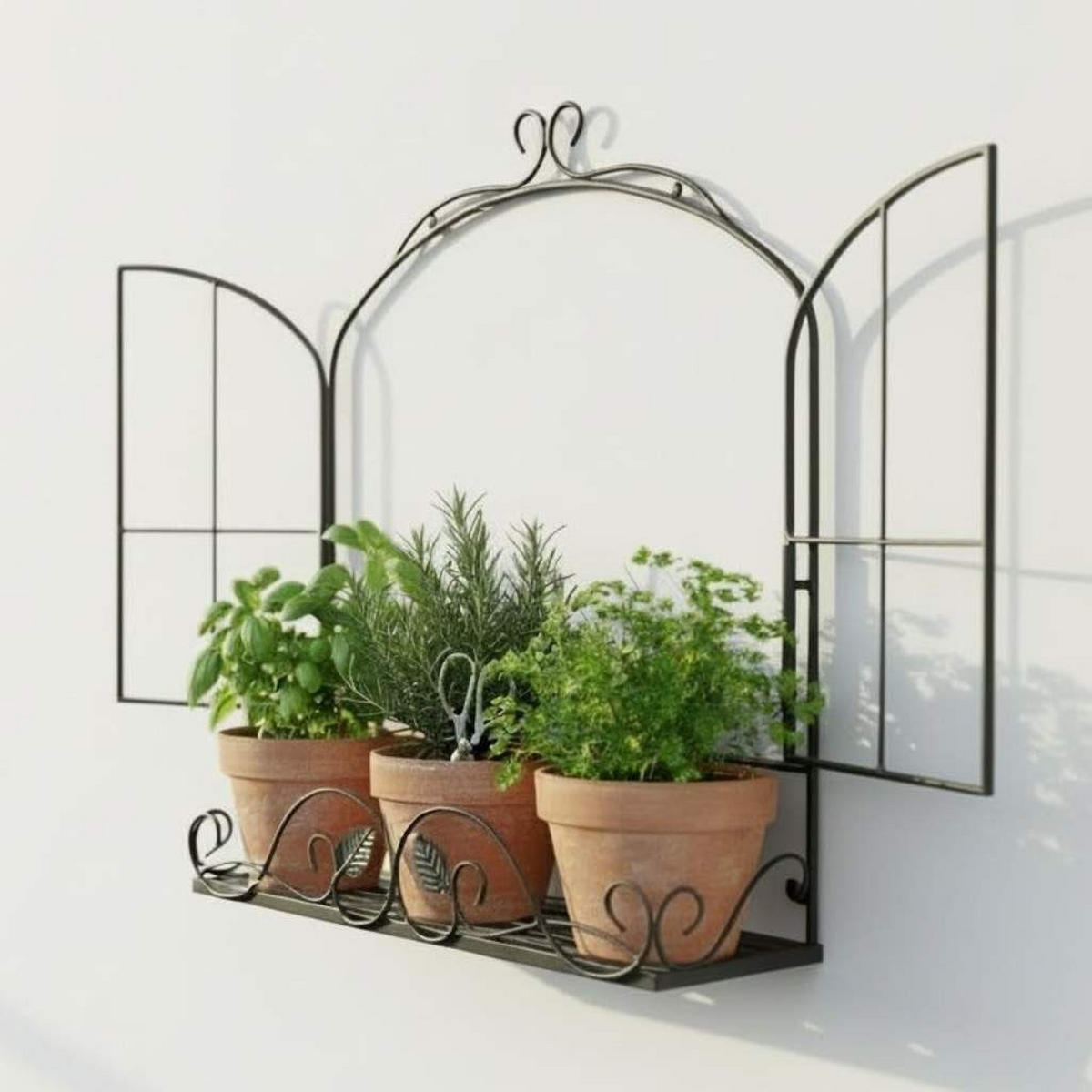 KRÄUTERREGAL FÜR BALKON UND WAND Wetterfest Schwarz 50 cm - Schwarz, Metall (52/62/18cm) - DanDiBo
