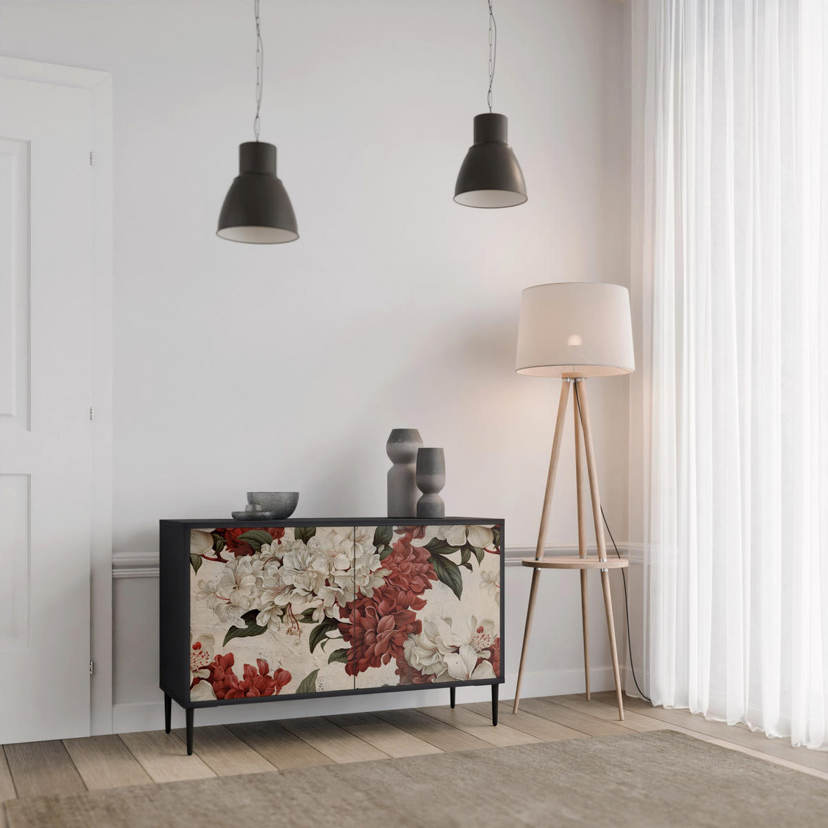 SIDEBOARD EPHEMERAL DAYS, Eicheneffekt, 111x42x77,5 cm, 2 Türen - Eichefarben/Buchefarben, Holzwerkstoff/Buchenholz (111/77.5/42cm) - SpaceRebels