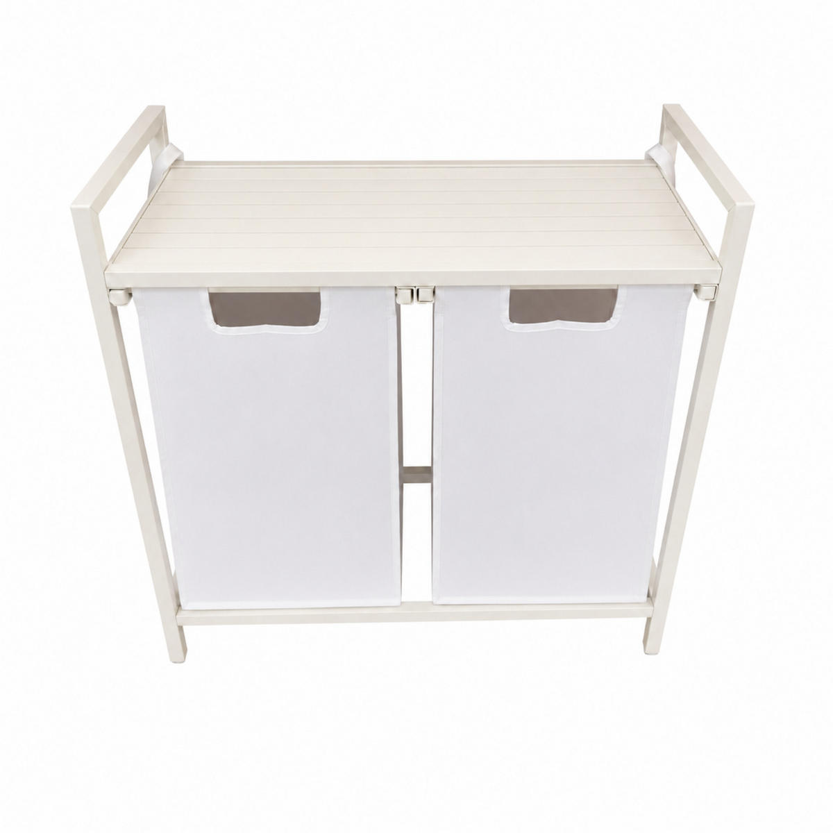 WÄSCHEKORB Metall MDF Stoff Weiß 2 herausnehmbare 92 Liter 73x33x71 cm - Weiß, Holzwerkstoff/Metall (73/71/33cm) - Begryf