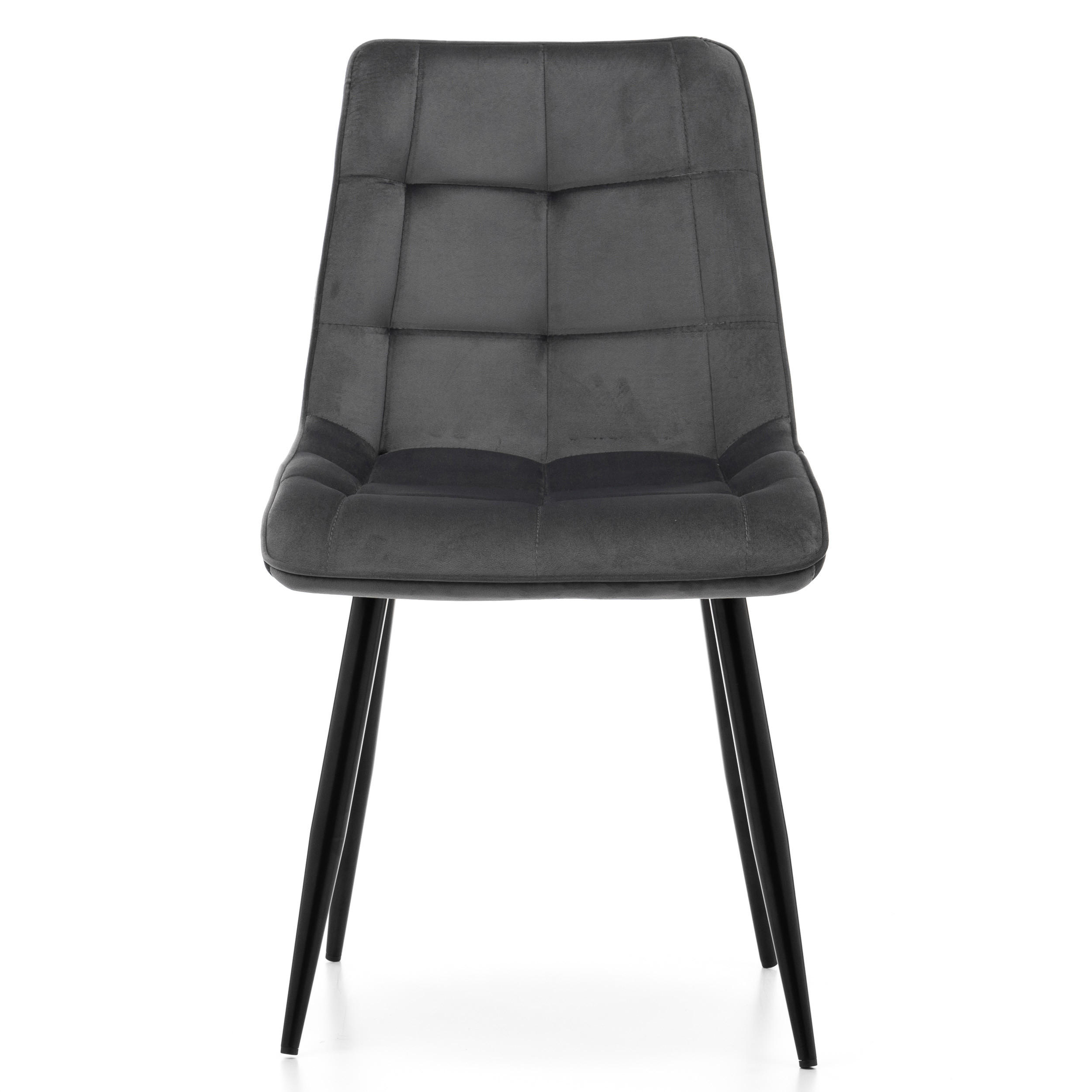 STUHL CHIC gespolsterter mit Steppung - grau - Samt Velours - Schwarz/Grau, Metall (50/88/47cm) - NEW HOME