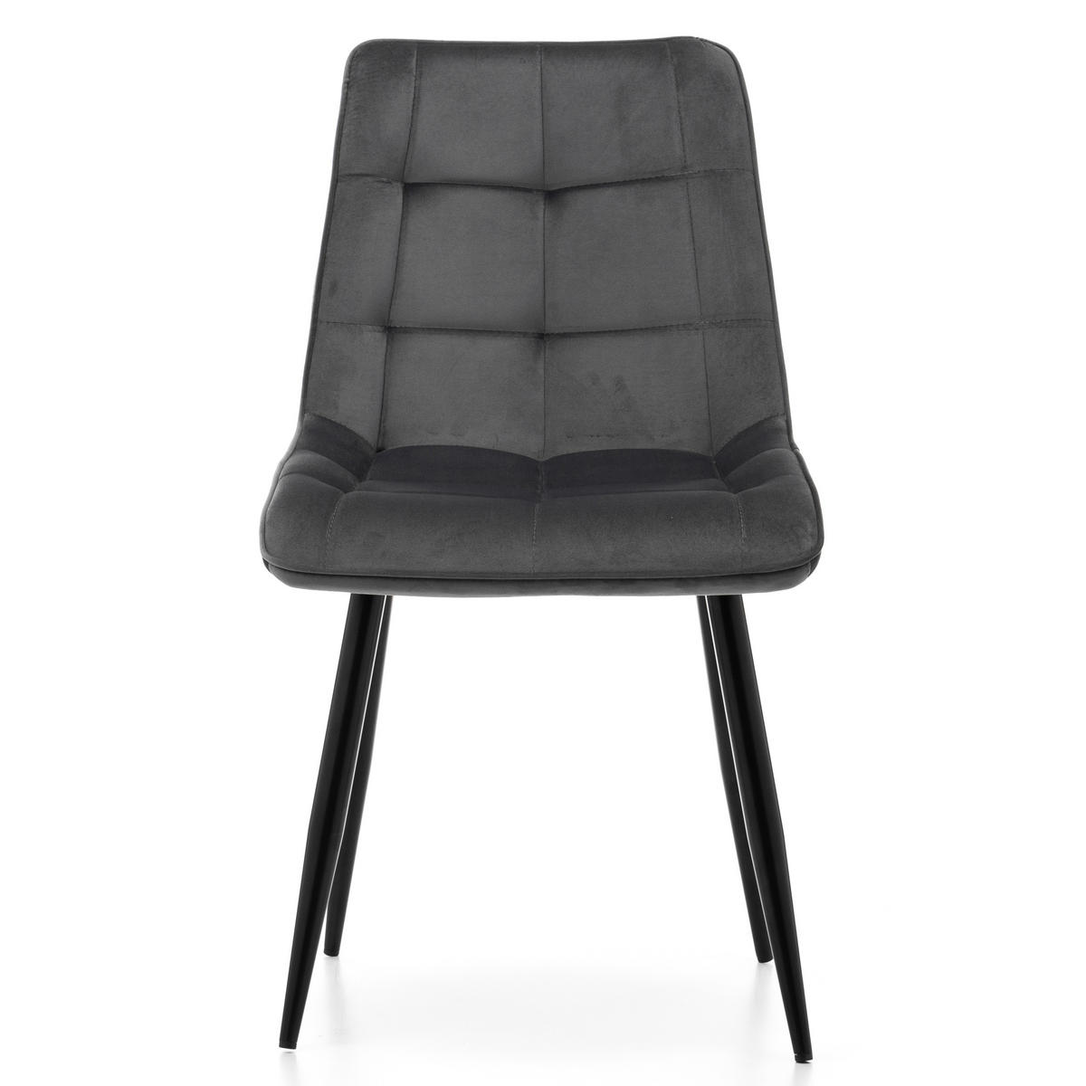 STUHL CHIC gespolsterter mit Steppung - grau - Samt Velours - Schwarz/Grau, Metall (50/88/47cm) - NEW HOME