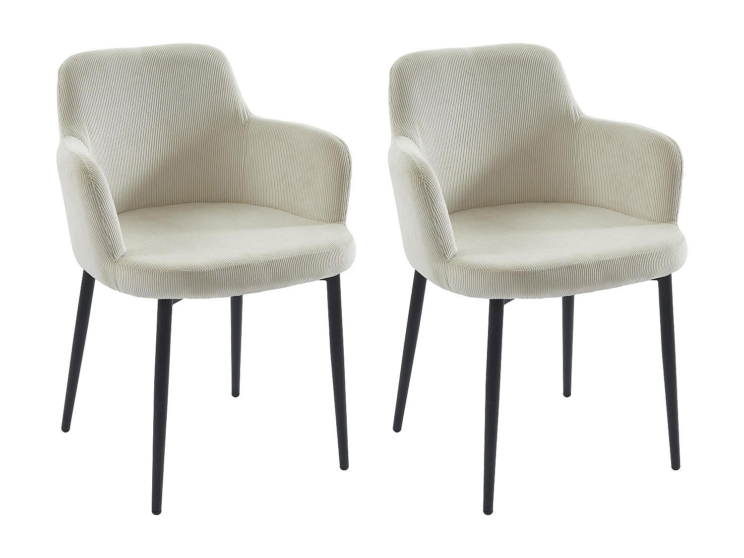 STUHL 2er-Set - Cord & Metall - Cremefarben - CELOLA - Creme, Textil (80/82/59cm) - Vente-Unique