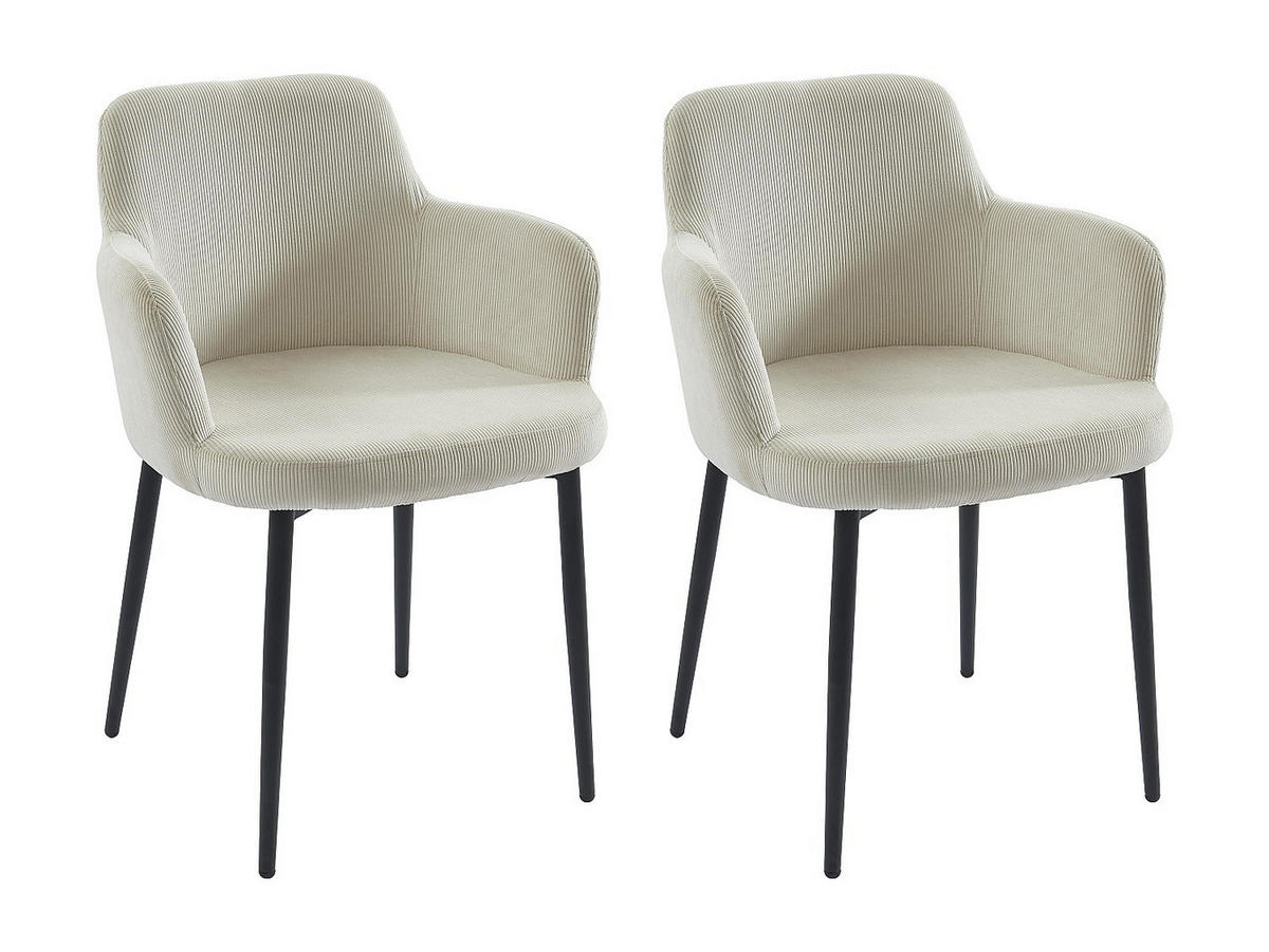 STUHL 2er-Set - Cord & Metall - Cremefarben - CELOLA - Creme, Textil (80/82/59cm) - Vente-Unique