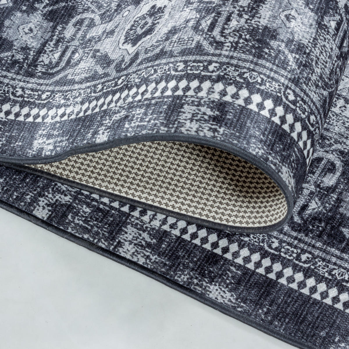 TEPPICH Waschbar Flachgewebe Orientalisch Polyester Wohnzimmer Schwarz Rechteckig 200x290 - Schwarz, Textil (200/290cm) - KADIMA DESIGN