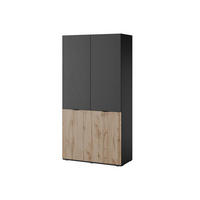 KLEIDERSCHRANK Sandbox Sentino Schwarz, Wotan Eiche, Drehtürenschränk - Eiche Wotan/Schwarz, Holzwerkstoff (101/200/51cm) - Bettso
