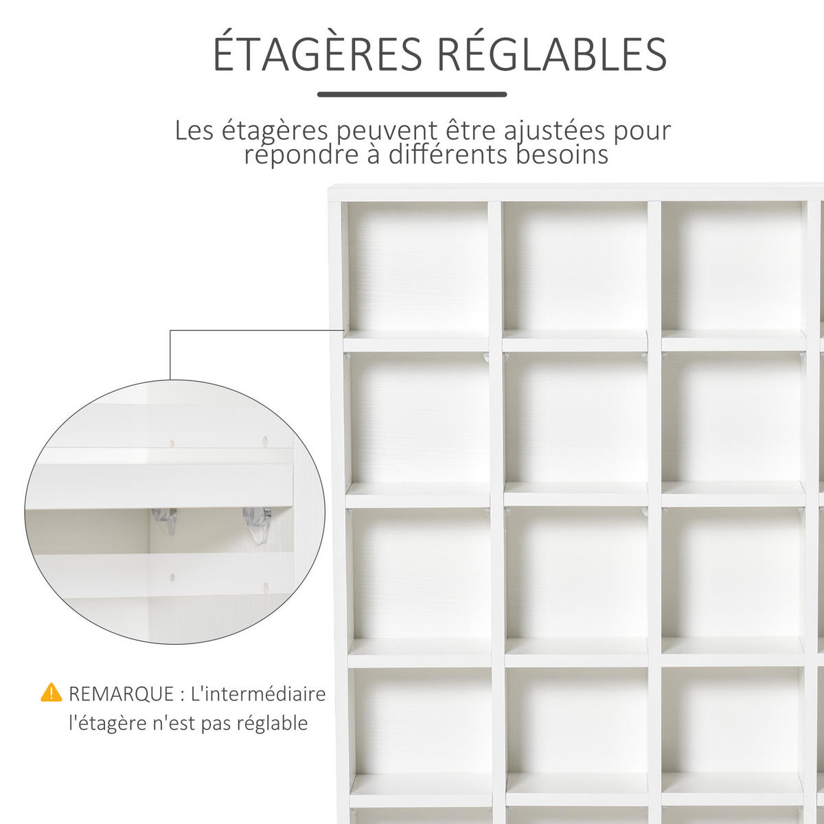 CD-REGAL DE-14420 für 456 CDs/336 DVDs, verstellbare Böden Weiß - Weiß, Holzwerkstoff (20/130.5/89cm) - ComfortXL