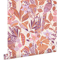TAPETE tropischen Blumen und Paradiesvögeln 50 x 900 cm - Lila, Papier (50/900cm) - ESTAhome