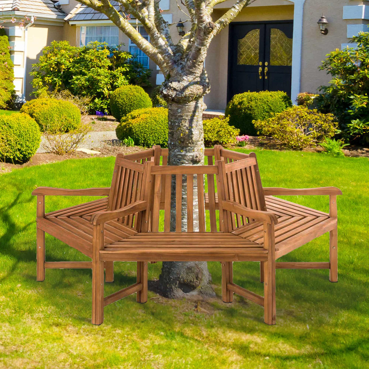 GARTENBANK 200/200 cm Holz teak - Teakfarben, Holz (200/90/200cm) - CLP