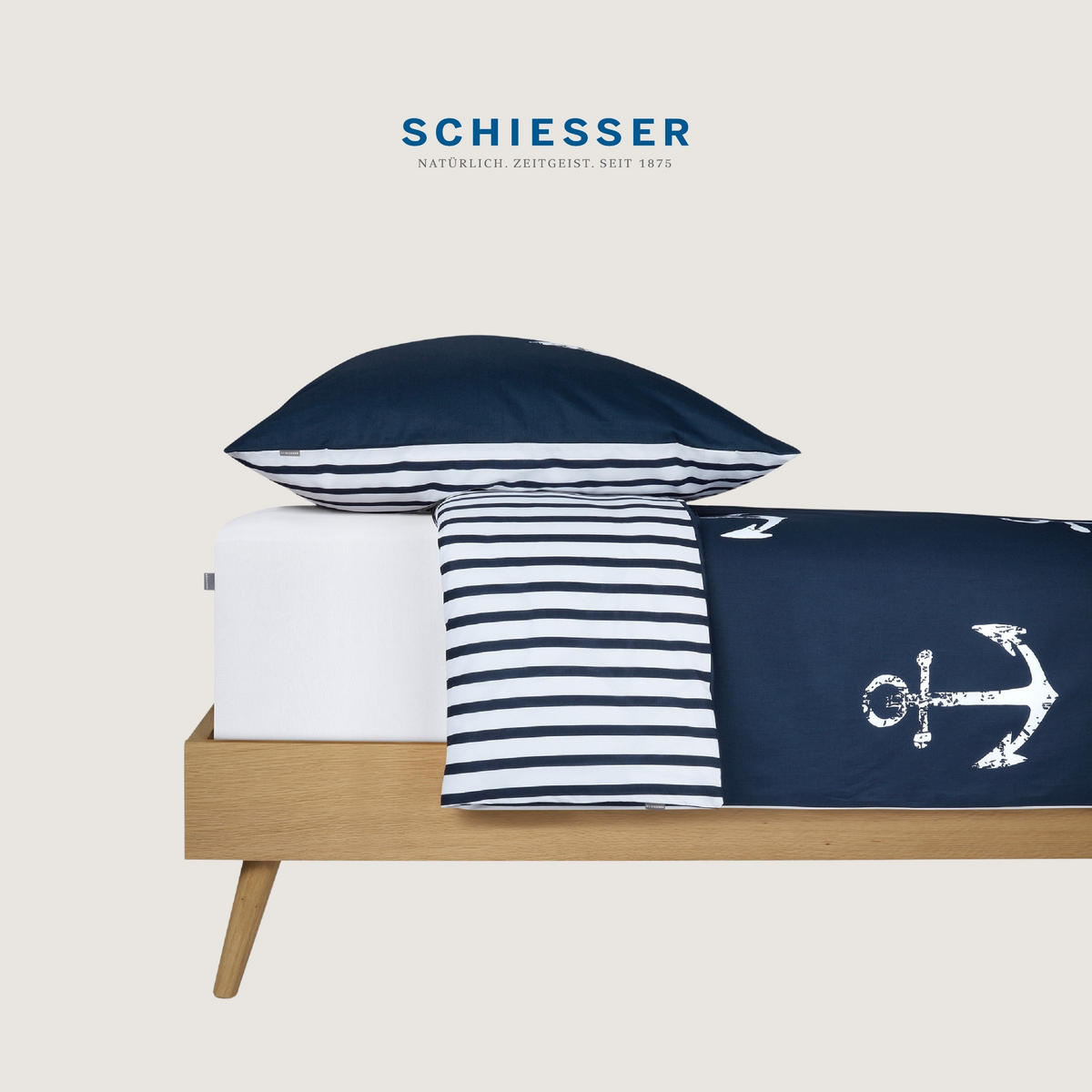 BETTWÄSCHESET Marina - Renforcé - 2-teilig - 155 x 220 cm - Dunkelblau - Dunkelblau, Textil (155/220cm) - SCHIESSER