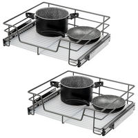 TELESKOPSCHUBLADEN (2er Set), für 60 cm Schrank, Metall, Grau - Chromfarben/Grau, Metall (57/14/44cm) - bremermann