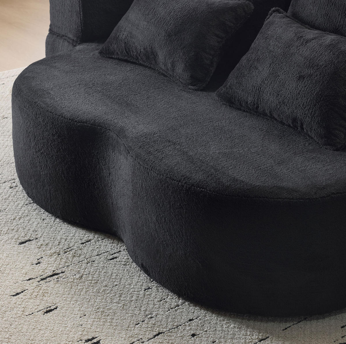 SCHLAFSOFA aus Stoff und Schaumstoff Schwarz mit 4 Kissen, klappbar, ergonomisch und sofort nutzbar - Schwarz, Textil (198/76/60cm) - Modfu