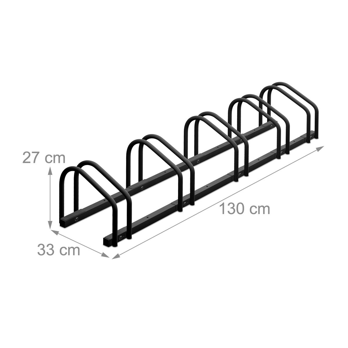 FAHRRADSTÄNDER Anthrazit für 5 Fahrräder Stahl - Anthrazit, Metall (130/27/33cm) - Relaxdays
