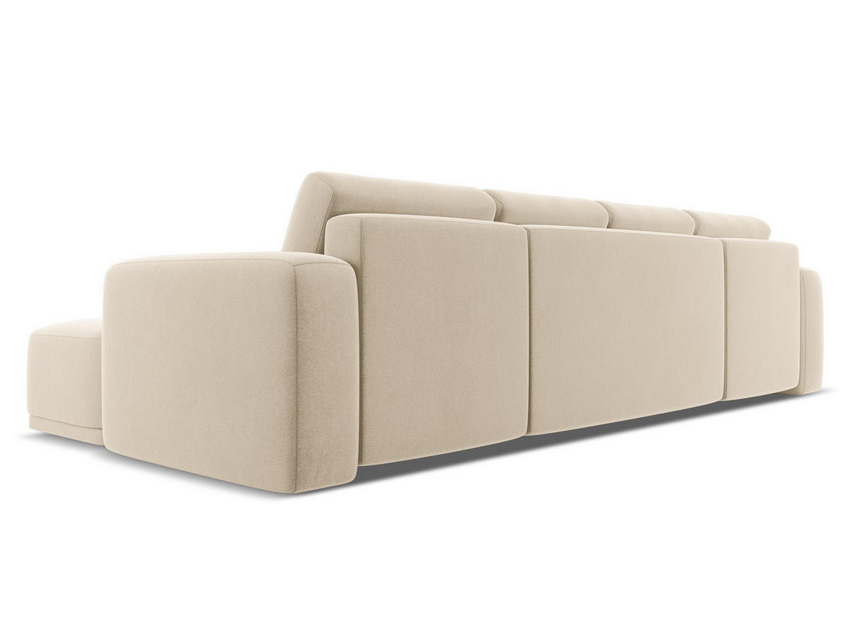 WOHNLANDSCHAFT Samt Stoff Beige - Beige/Creme, Kunststoff/Textil (333/91/160cm) - Makamii