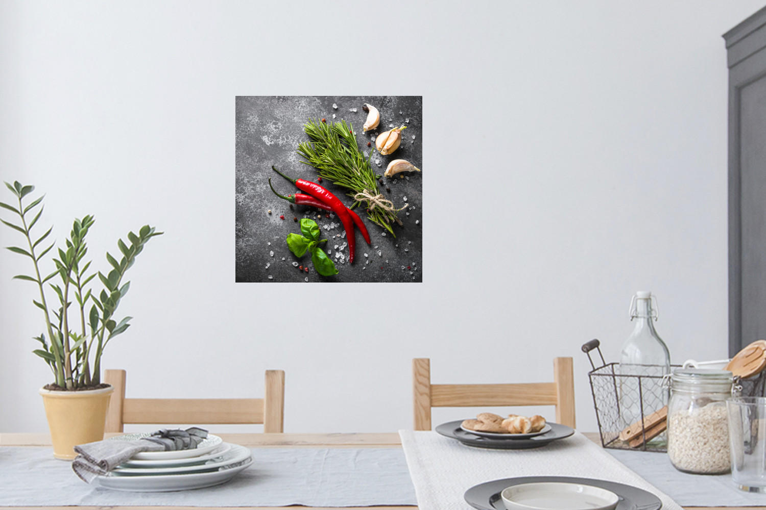 WANDTATTOO Pfeffer - Kräuter - Gewürze - Beton 50x50 cm - Dunkelgrau, Kunststoff (50/50/0.1cm) - MuchoWow