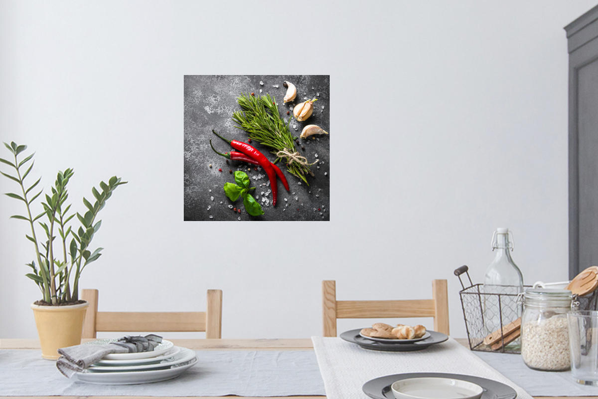 WANDTATTOO Pfeffer - Kräuter - Gewürze - Beton 50x50 cm - Dunkelgrau, Kunststoff (50/50/0.1cm) - MuchoWow
