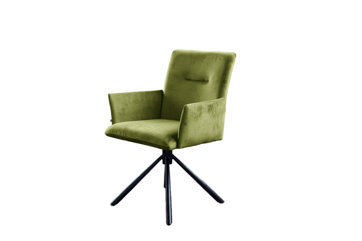 ESSZIMMERSTUHL KYRA Grün Velvet - Schwarz/Grün, Kunststoff/Textil (64/88/61cm) - KAWOLA