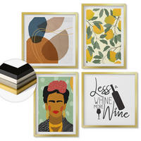 WANDBILDER 4er Set - 50x50 cm & 40x60 cm Goldrahmen - Zitronenweinporträt von Frida - Goldfarben, Kunststoff (50/50cm) - ArtPrintCave