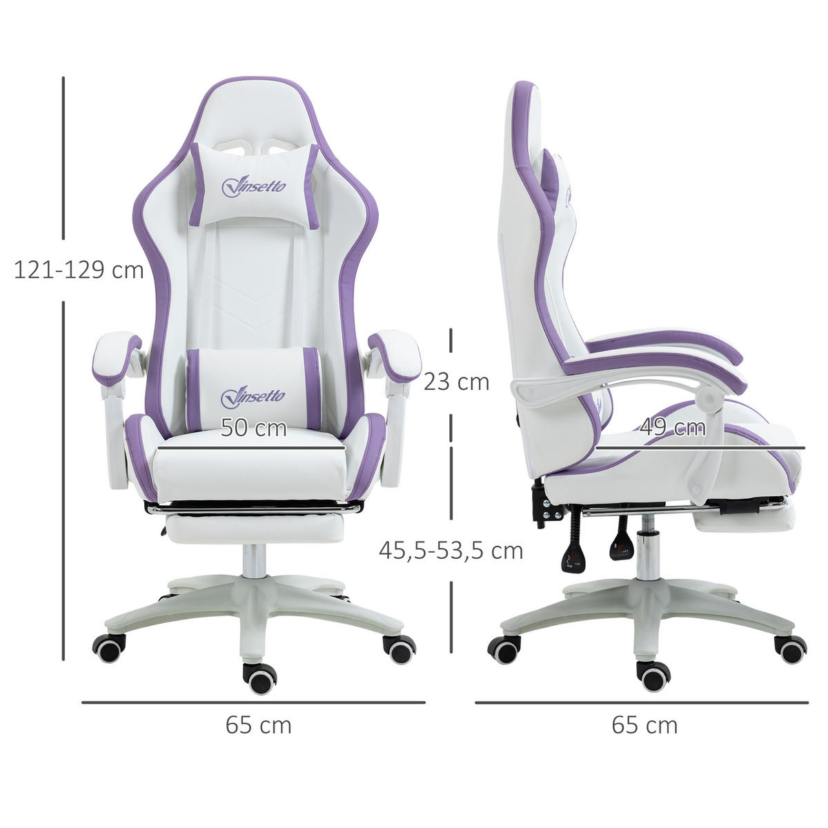 GAMING-STUHL Weiß 65.0/65.0/129.0 cm - Weiß, Kunststoff (65/129/65cm)