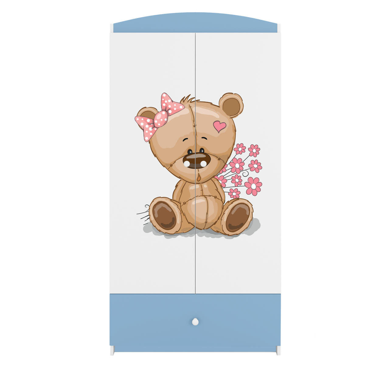KINDERKLEIDERSCHRANK Teddybär II - Blau, Holzwerkstoff (90/175/52cm) - RAUMHIRSCH FURNITURE