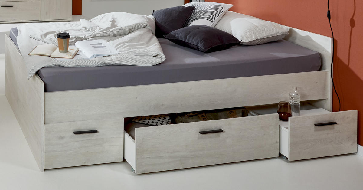 JUGENDBETT Mathea - Eichefarben, Holzwerkstoff/Metall (140/200cm) - arthur berndt