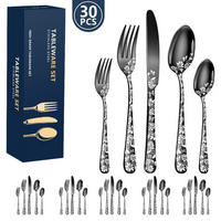 BESTECKSET 30-teilig Edelstahl - Schwarz, Metall - Authentics