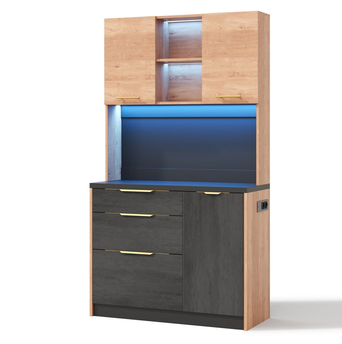 BUFFET 100/40/180 cm neutral aus MDF mit LED - Naturfarben, Holzwerkstoff (100/180/40cm) - OKWISH