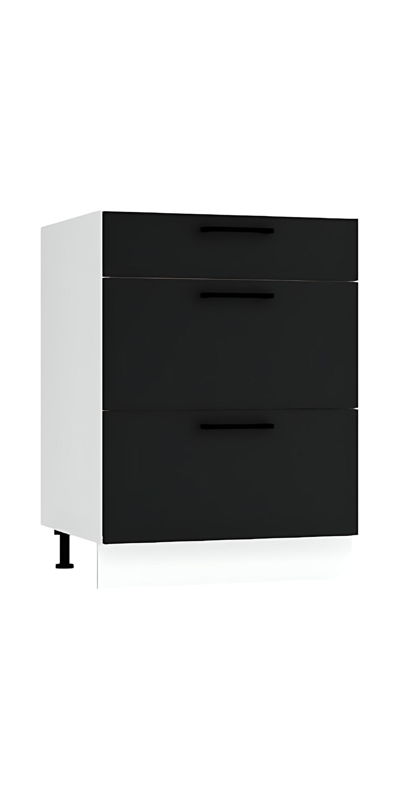 UNTERSCHRANK D60S3 - Morvex - 3 Schubladen für effiziente Organisation - Schwarz, Holz/Metall (60/82/52.4cm) - ROYAL24_MARKT
