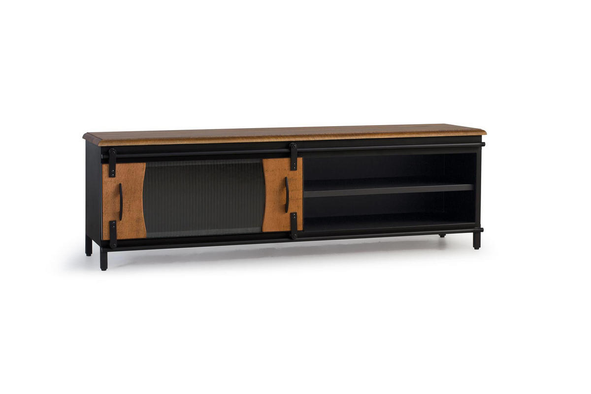 TV-SCHRANK aus Mangoholz und Metall - Schwarz, Holz (160/50/40cm) - Giner y Colomer