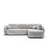 ECKSOFA AMICO II R-S Hellgrau Geflochtener Stoff mit Schlaffunktion - Hellgrau, Holz (289/190cm) - MASSENO