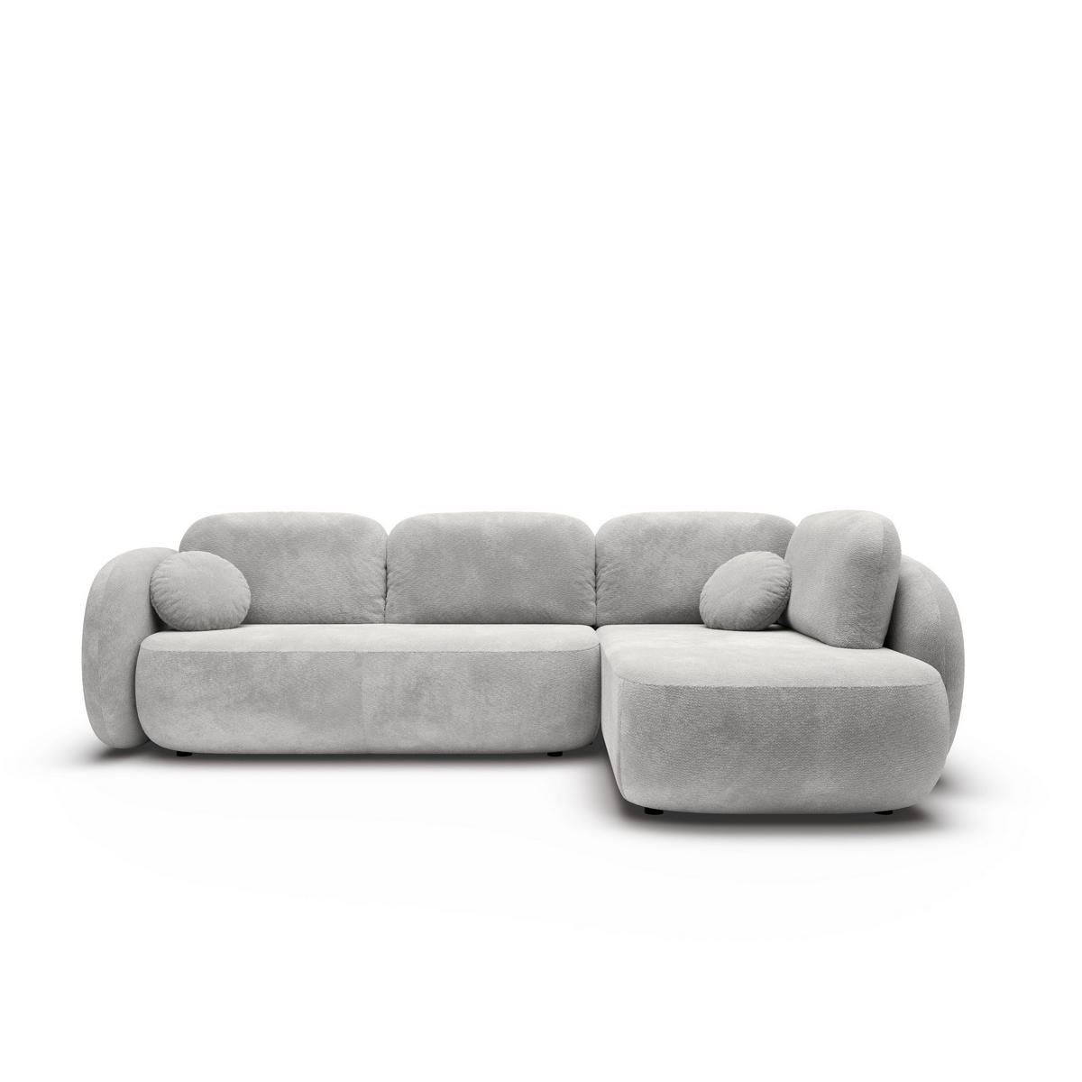 ECKSOFA AMICO II R-S Hellgrau Geflochtener Stoff mit Schlaffunktion - Hellgrau, Holz (289/190cm) - MASSENO