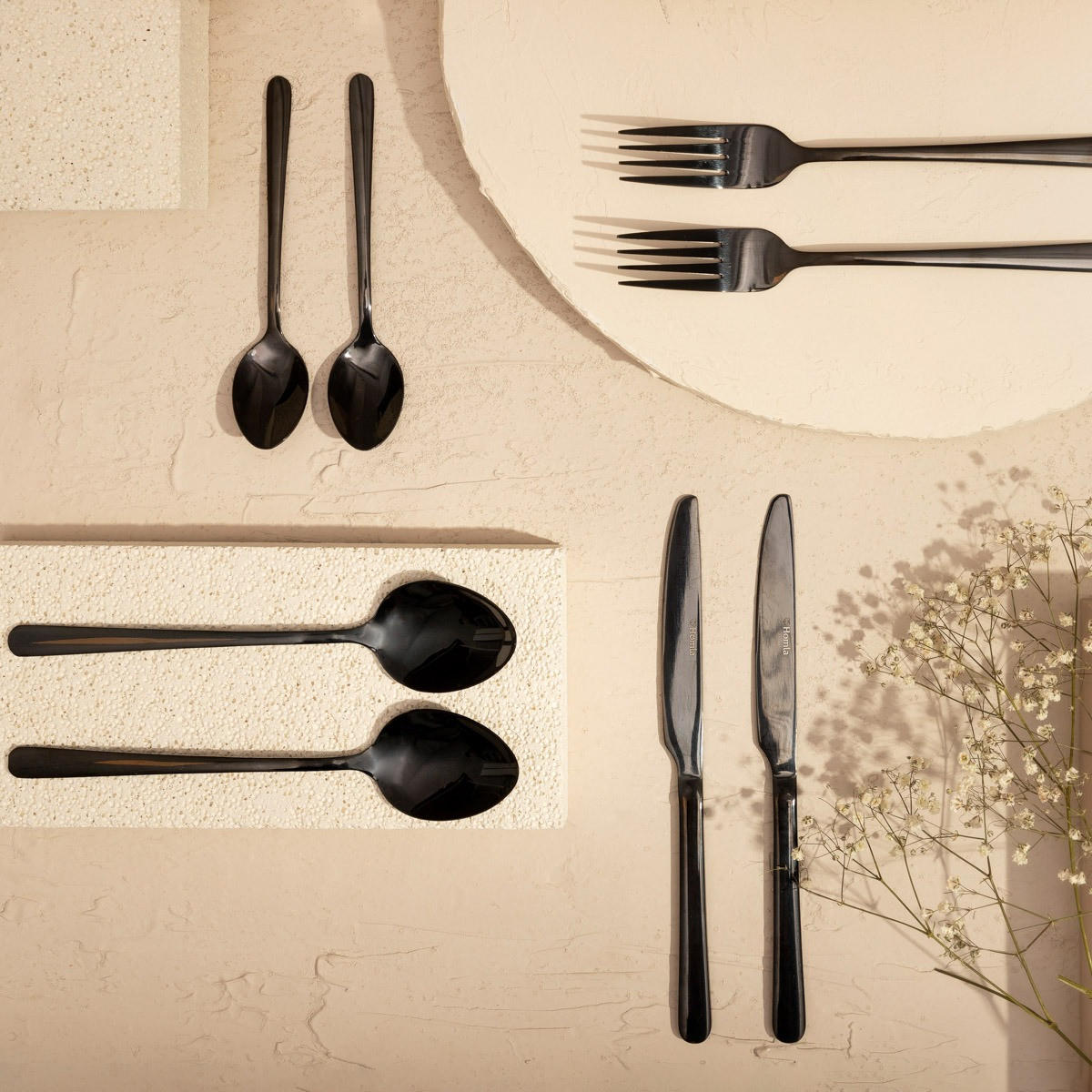 BESTECKSET Lugano schwarz 24-tlg. - Schwarz, Metall - Homla