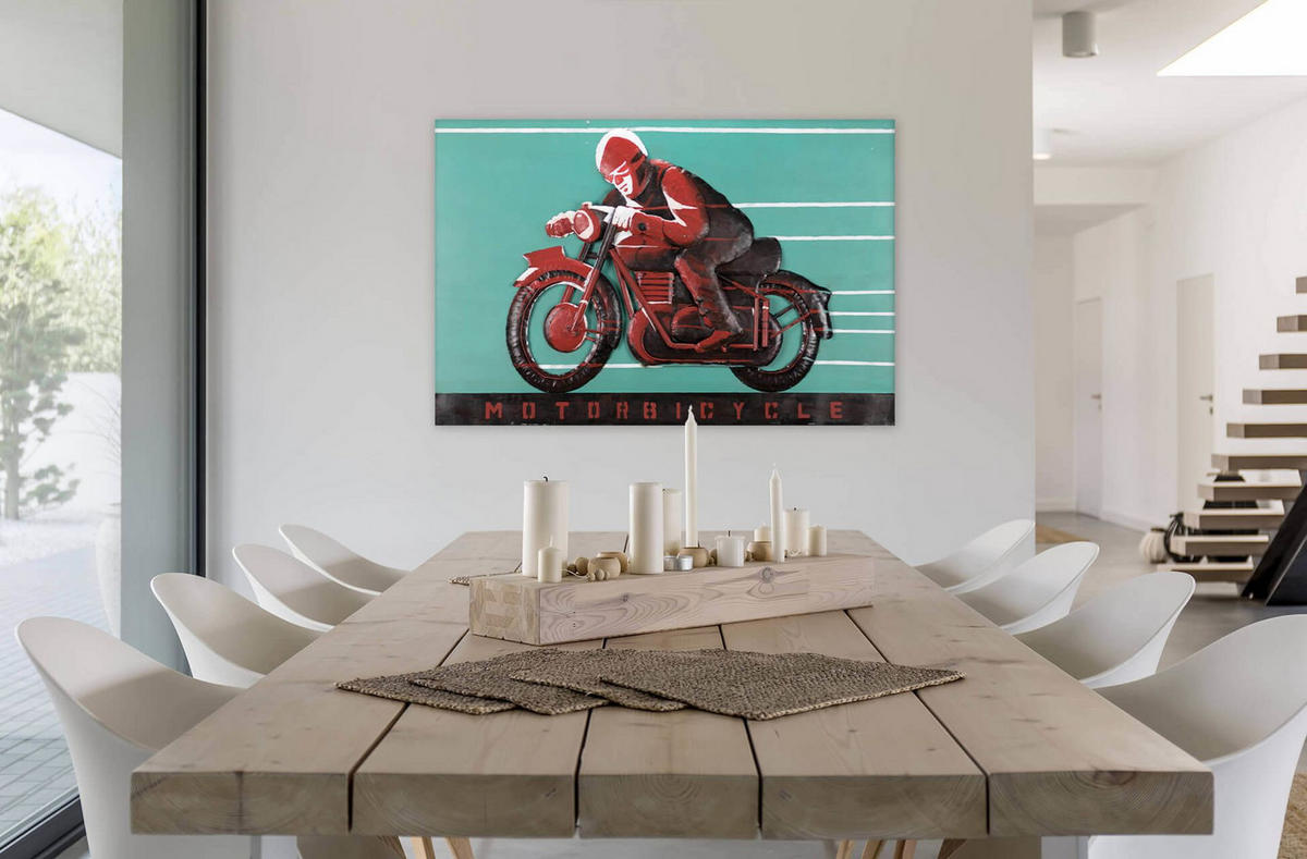 METALLBILD Rot 120/80 cm - Blau/Rot, Metall (7.71/80cm) - KUNSTLOFT